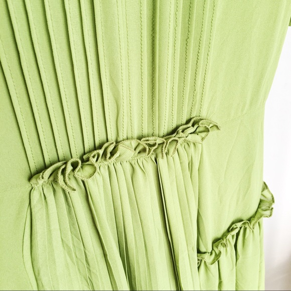 Light Green Flowy Pleated Midi Dress - Picture 4 of 5